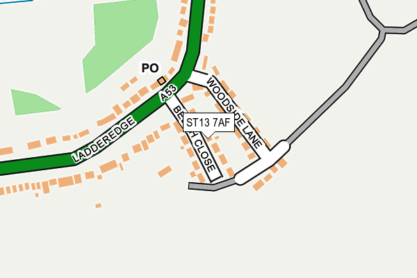 ST13 7AF map - OS OpenMap – Local (Ordnance Survey)