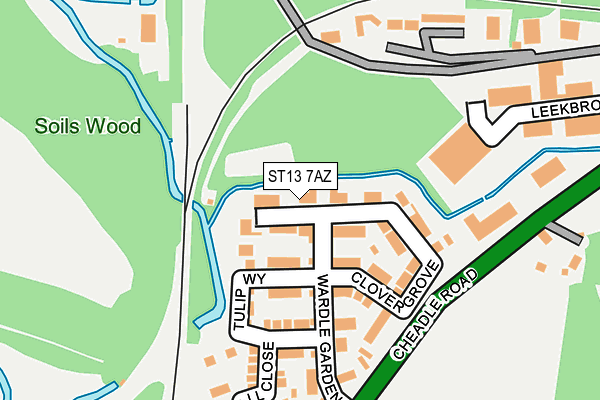 ST13 7AZ map - OS OpenMap – Local (Ordnance Survey)