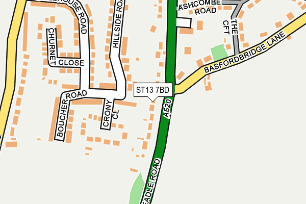 ST13 7BD map - OS OpenMap – Local (Ordnance Survey)