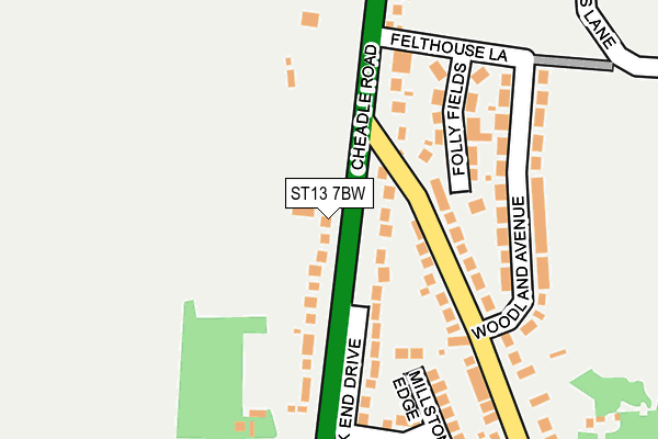 ST13 7BW map - OS OpenMap – Local (Ordnance Survey)