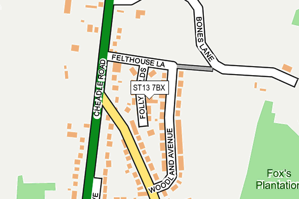 ST13 7BX map - OS OpenMap – Local (Ordnance Survey)