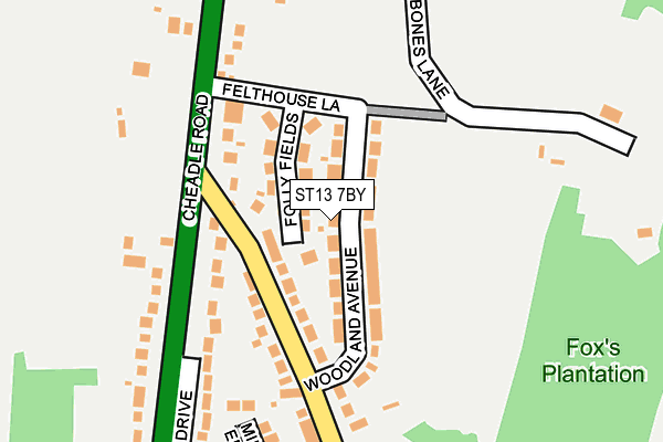 ST13 7BY map - OS OpenMap – Local (Ordnance Survey)