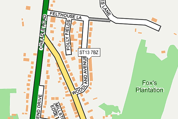 ST13 7BZ map - OS OpenMap – Local (Ordnance Survey)