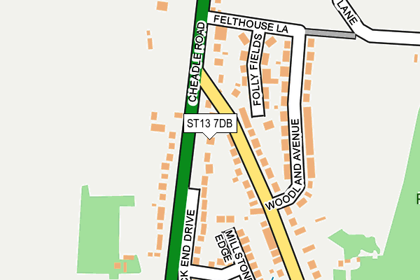 ST13 7DB map - OS OpenMap – Local (Ordnance Survey)