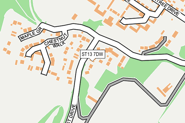 ST13 7DW map - OS OpenMap – Local (Ordnance Survey)