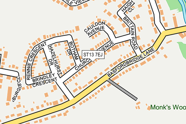 ST13 7EJ map - OS OpenMap – Local (Ordnance Survey)