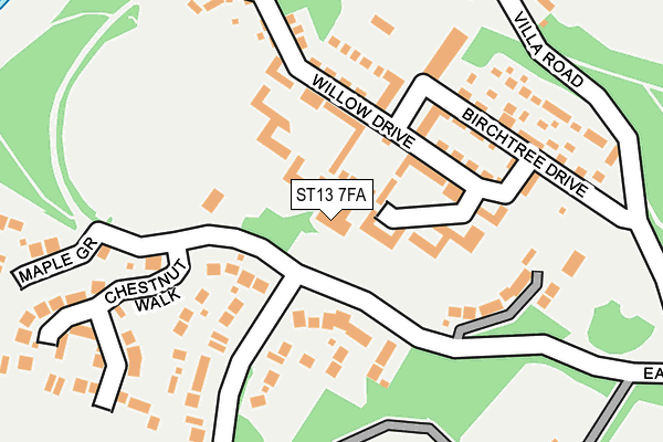 ST13 7FA map - OS OpenMap – Local (Ordnance Survey)