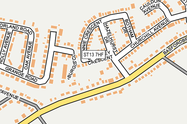 ST13 7HF map - OS OpenMap – Local (Ordnance Survey)