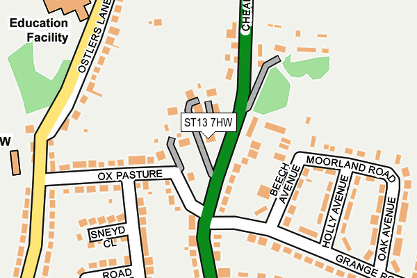 ST13 7HW map - OS OpenMap – Local (Ordnance Survey)
