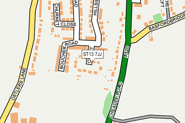 ST13 7JJ map - OS OpenMap – Local (Ordnance Survey)