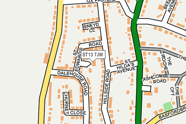 ST13 7JW map - OS OpenMap – Local (Ordnance Survey)