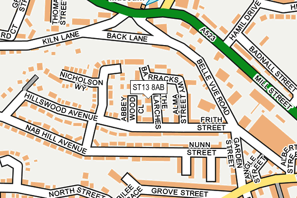 ST13 8AB map - OS OpenMap – Local (Ordnance Survey)