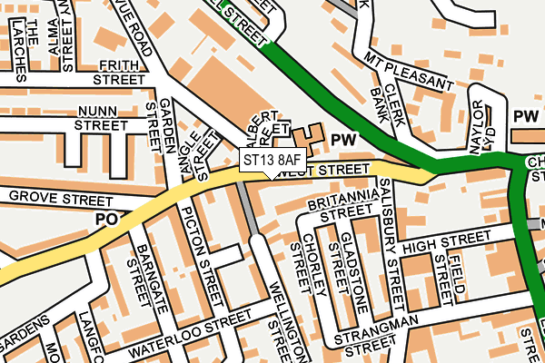 ST13 8AF map - OS OpenMap – Local (Ordnance Survey)