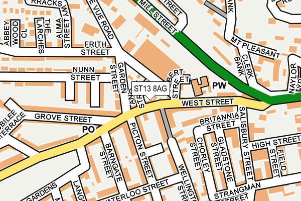 ST13 8AG map - OS OpenMap – Local (Ordnance Survey)