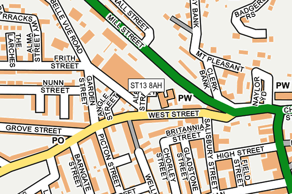 ST13 8AH map - OS OpenMap – Local (Ordnance Survey)