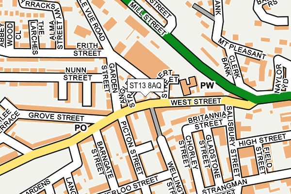 ST13 8AQ map - OS OpenMap – Local (Ordnance Survey)