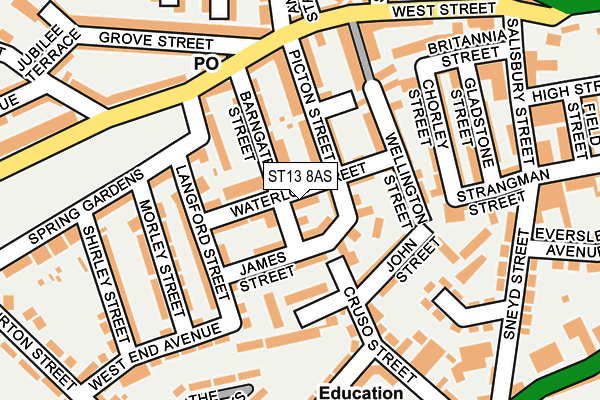 ST13 8AS map - OS OpenMap – Local (Ordnance Survey)