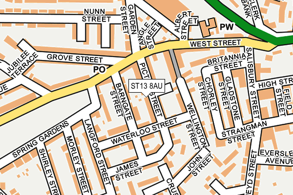 ST13 8AU map - OS OpenMap – Local (Ordnance Survey)