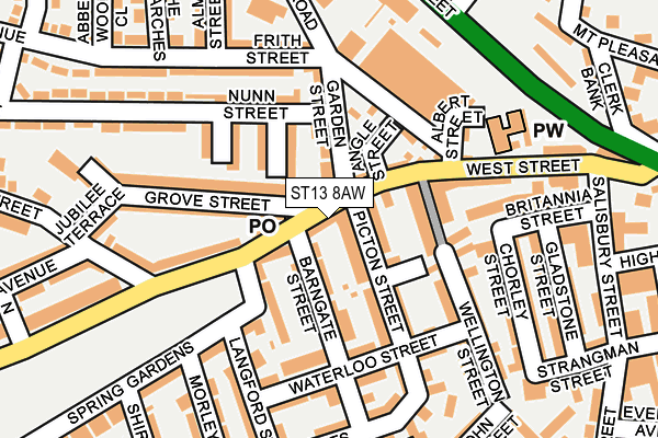 ST13 8AW map - OS OpenMap – Local (Ordnance Survey)