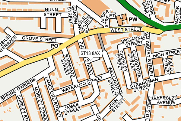 ST13 8AX map - OS OpenMap – Local (Ordnance Survey)