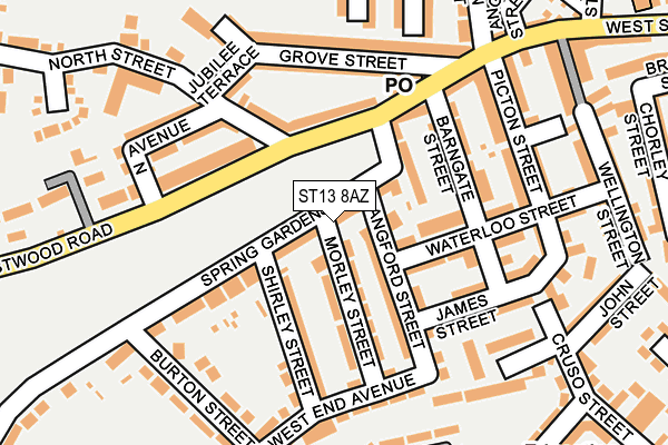 ST13 8AZ map - OS OpenMap – Local (Ordnance Survey)