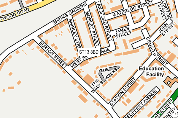 ST13 8BD map - OS OpenMap – Local (Ordnance Survey)