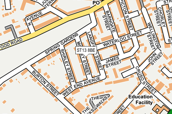 ST13 8BE map - OS OpenMap – Local (Ordnance Survey)