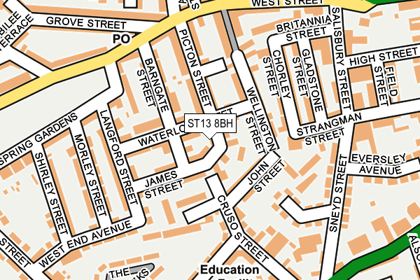 ST13 8BH map - OS OpenMap – Local (Ordnance Survey)