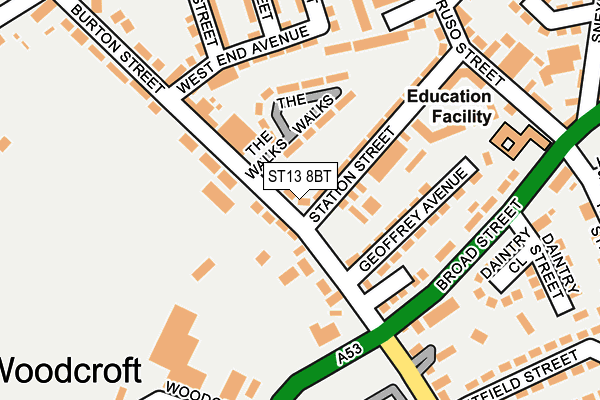 ST13 8BT map - OS OpenMap – Local (Ordnance Survey)