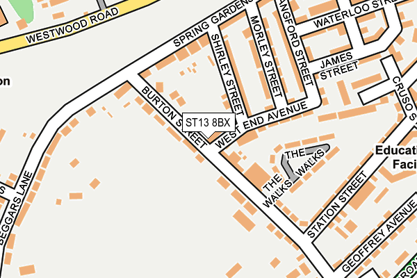 ST13 8BX map - OS OpenMap – Local (Ordnance Survey)
