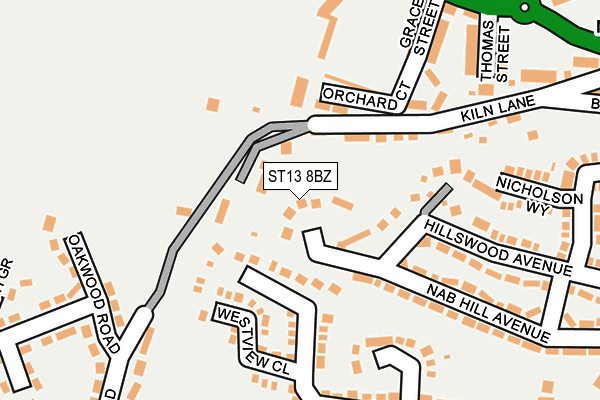 ST13 8BZ map - OS OpenMap – Local (Ordnance Survey)