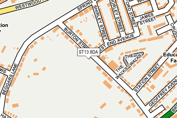 ST13 8DA map - OS OpenMap – Local (Ordnance Survey)