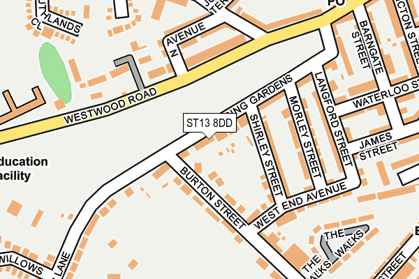 ST13 8DD map - OS OpenMap – Local (Ordnance Survey)