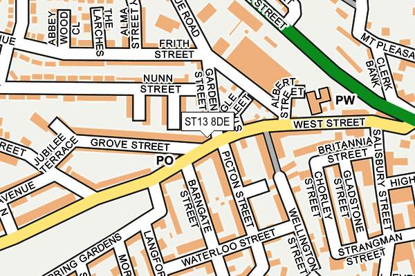 ST13 8DE map - OS OpenMap – Local (Ordnance Survey)