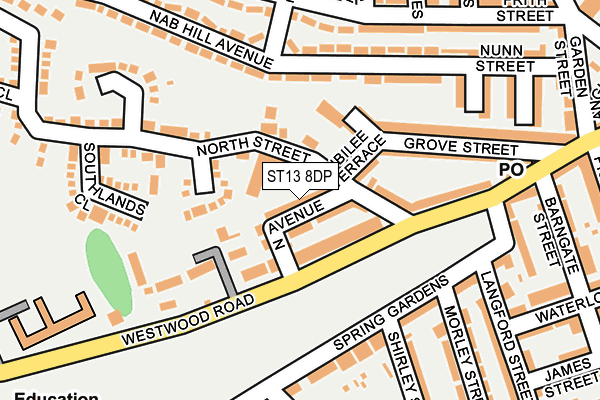 ST13 8DP map - OS OpenMap – Local (Ordnance Survey)