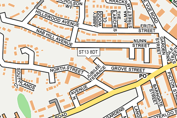 ST13 8DT map - OS OpenMap – Local (Ordnance Survey)