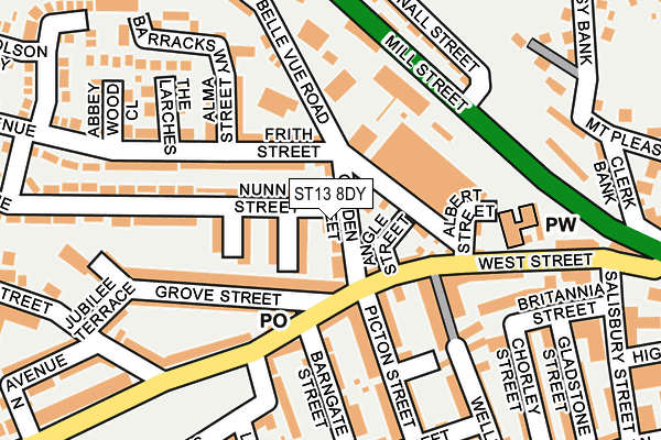 ST13 8DY map - OS OpenMap – Local (Ordnance Survey)