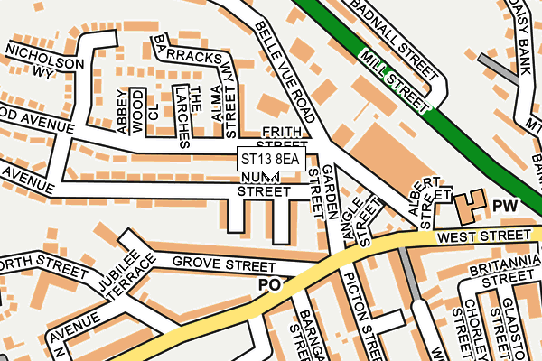 ST13 8EA map - OS OpenMap – Local (Ordnance Survey)