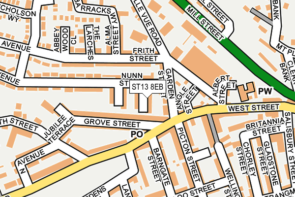 ST13 8EB map - OS OpenMap – Local (Ordnance Survey)