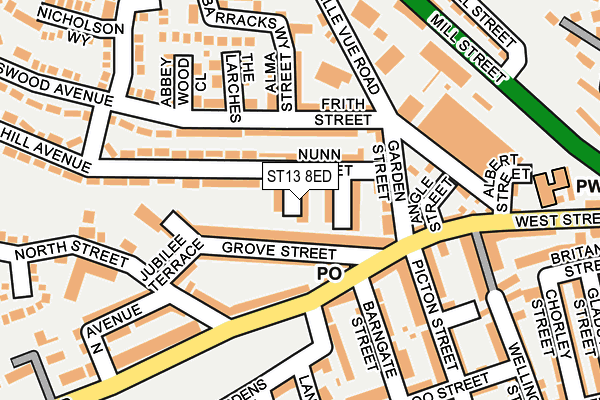 ST13 8ED map - OS OpenMap – Local (Ordnance Survey)