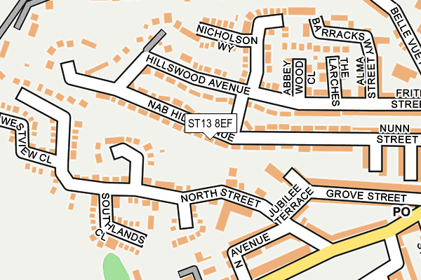 ST13 8EF map - OS OpenMap – Local (Ordnance Survey)