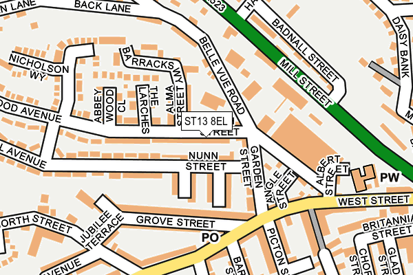 ST13 8EL map - OS OpenMap – Local (Ordnance Survey)