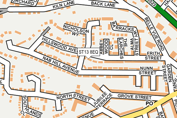 ST13 8EQ map - OS OpenMap – Local (Ordnance Survey)