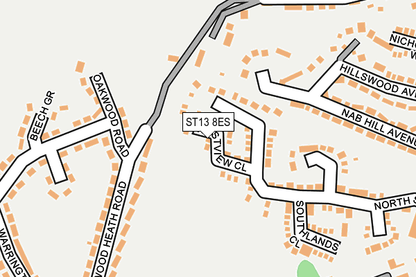 ST13 8ES map - OS OpenMap – Local (Ordnance Survey)
