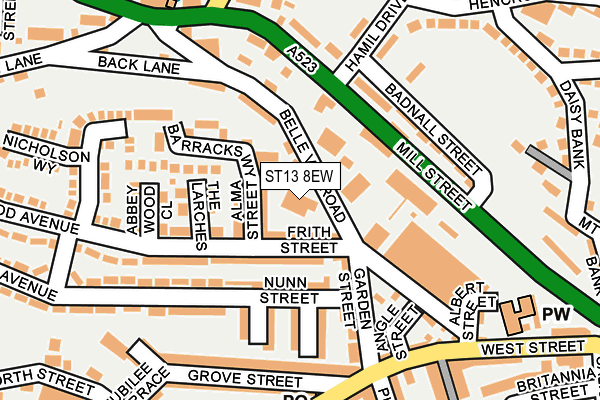ST13 8EW map - OS OpenMap – Local (Ordnance Survey)