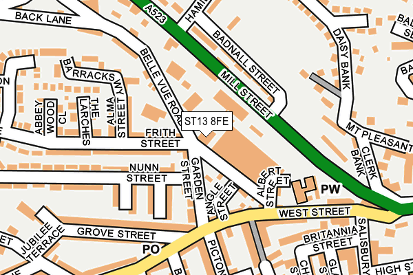 ST13 8FE map - OS OpenMap – Local (Ordnance Survey)