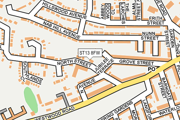 ST13 8FW map - OS OpenMap – Local (Ordnance Survey)