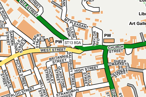 ST13 8GA map - OS OpenMap – Local (Ordnance Survey)