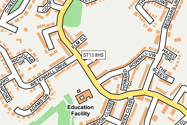 ST13 8HS map - OS OpenMap – Local (Ordnance Survey)