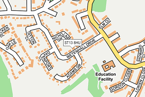 ST13 8HU map - OS OpenMap – Local (Ordnance Survey)